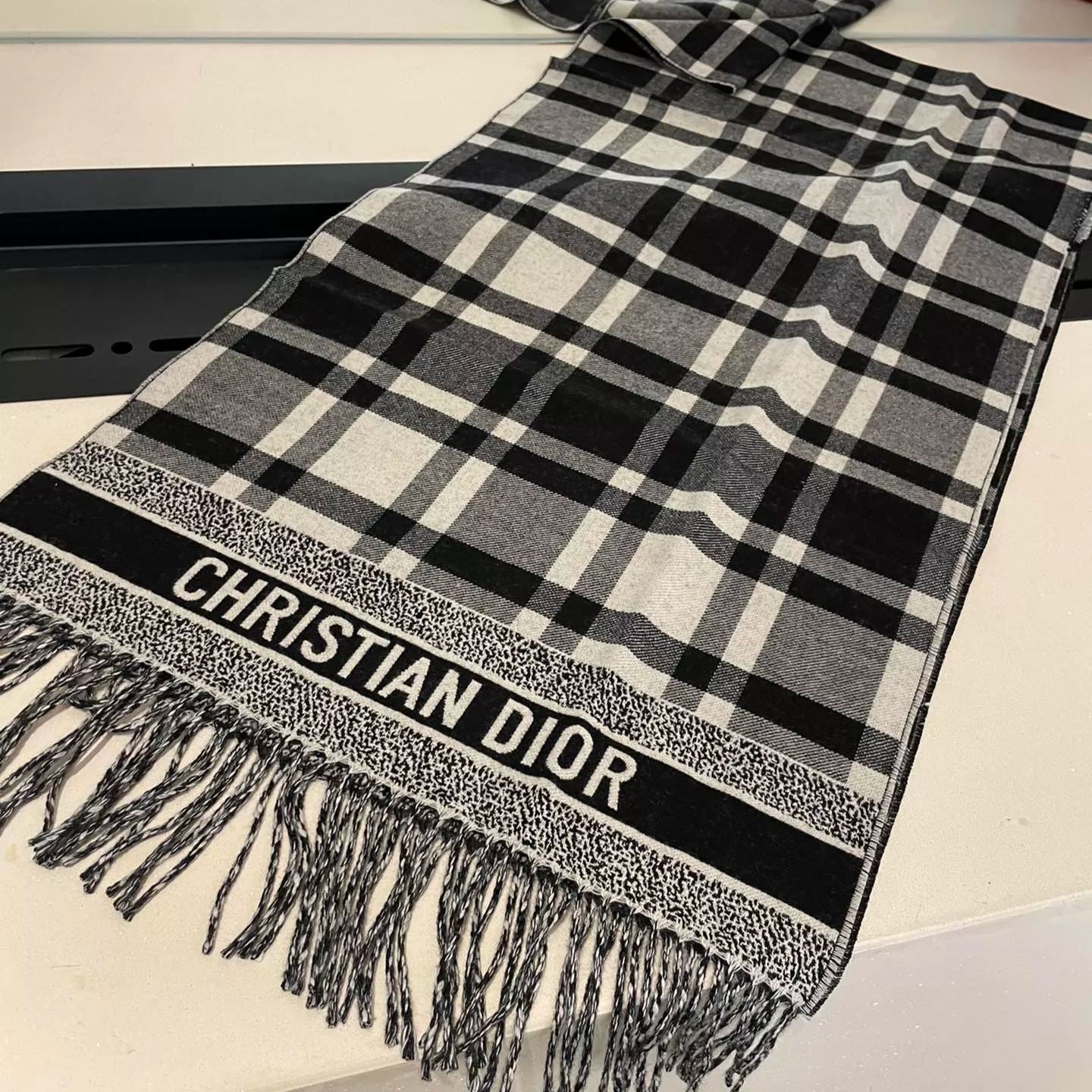 Classic Plaid Fringed Cashmere Scarf Shawl mysite