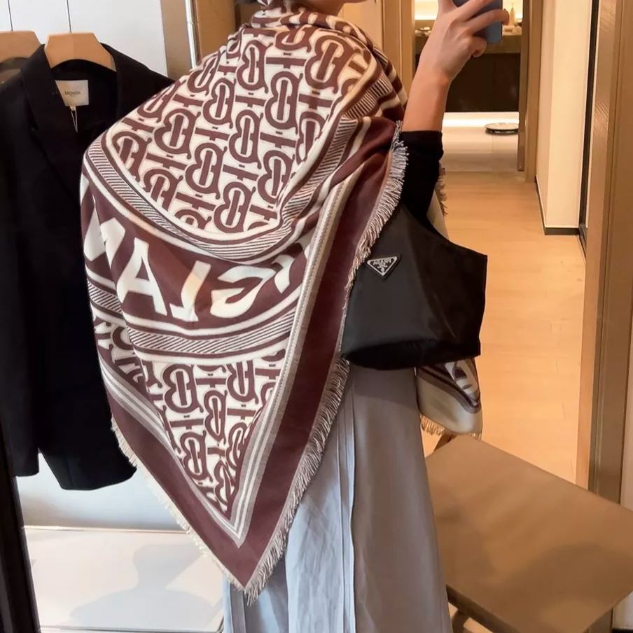 Classic Monogram Letter Cashmere Square Scarf mysite