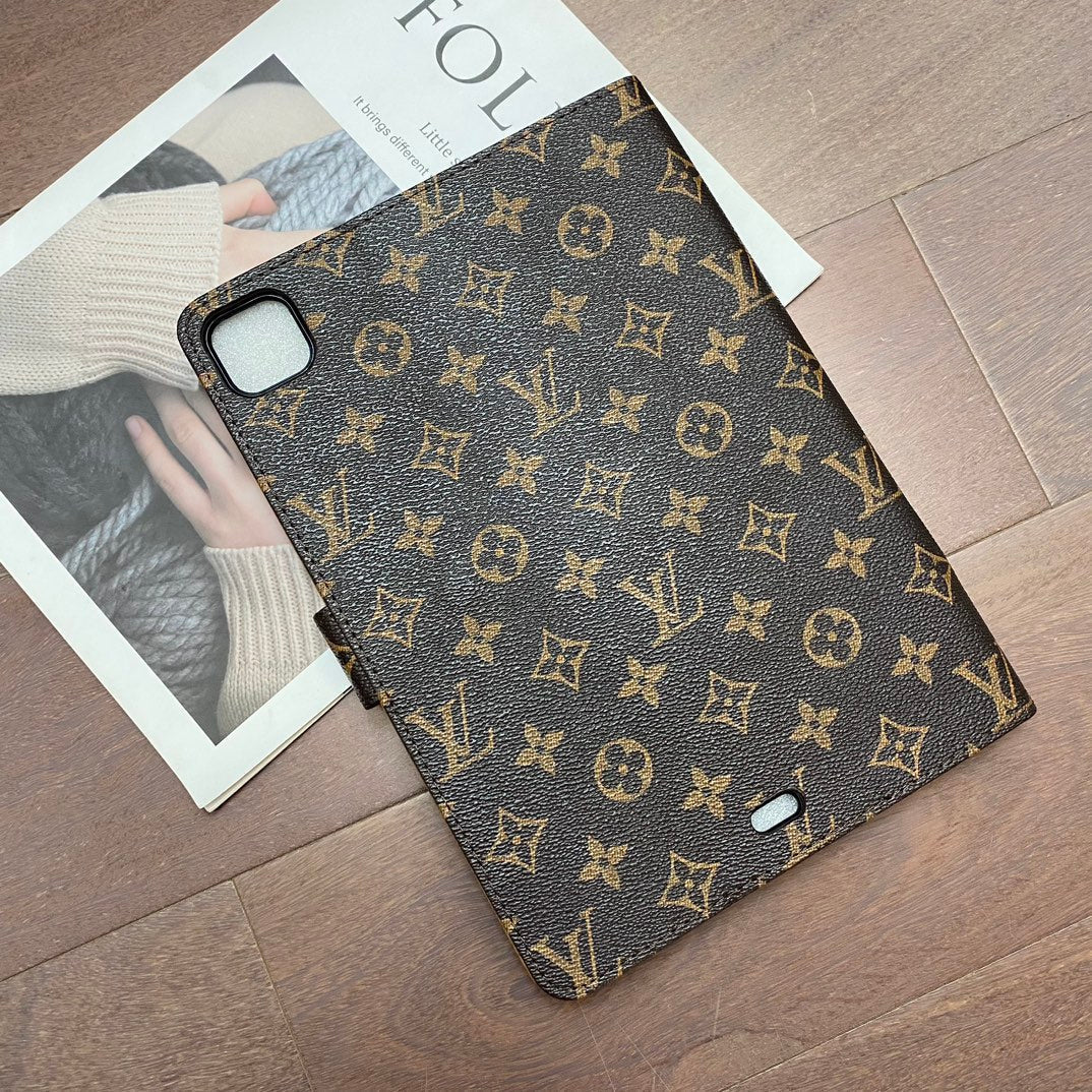 Luxury Canvas Monogram Leather Fresh Summer Theme Pattern Apple iPad case Black mysite