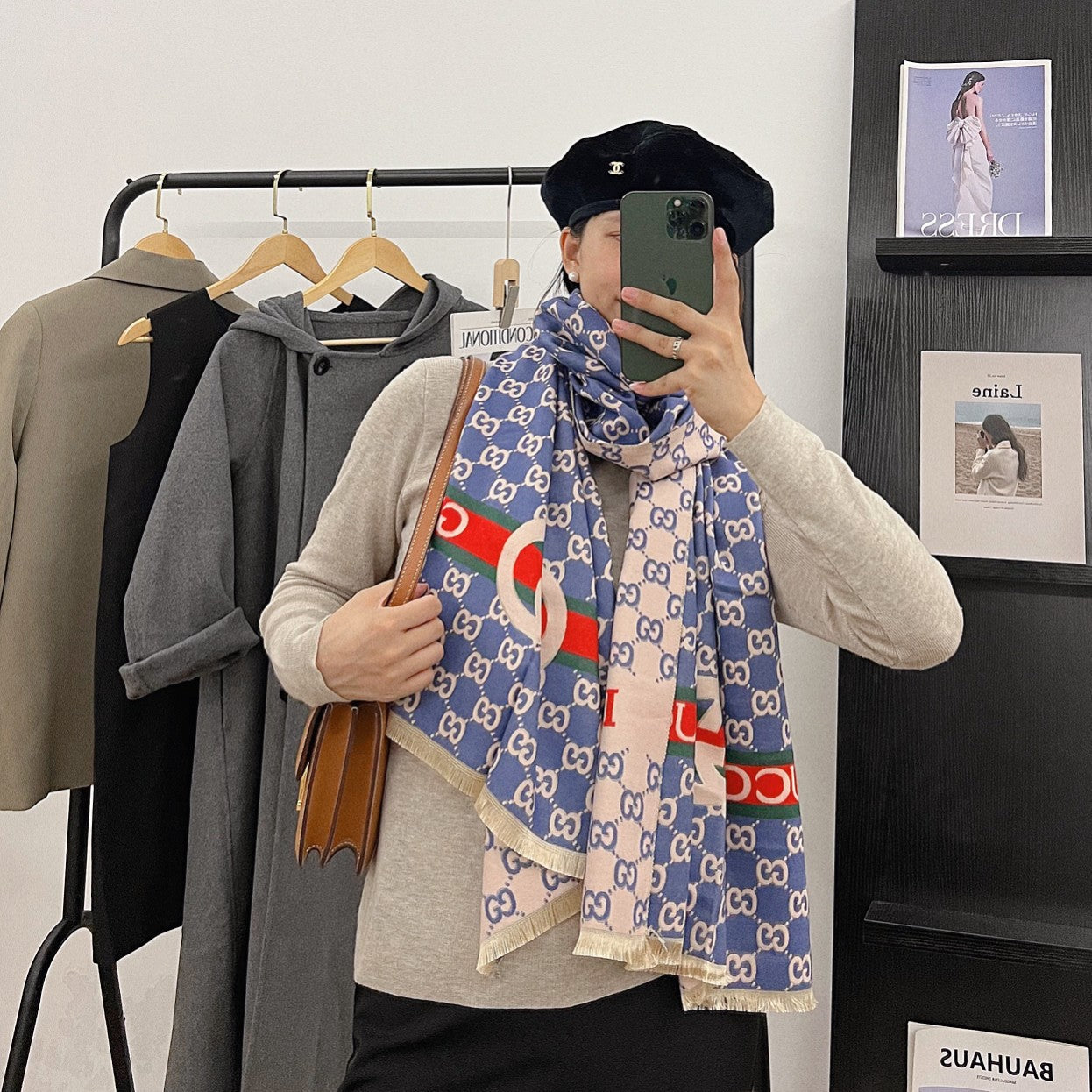 Classic Full Logo Jacquard Warm Scarf Shawl mysite
