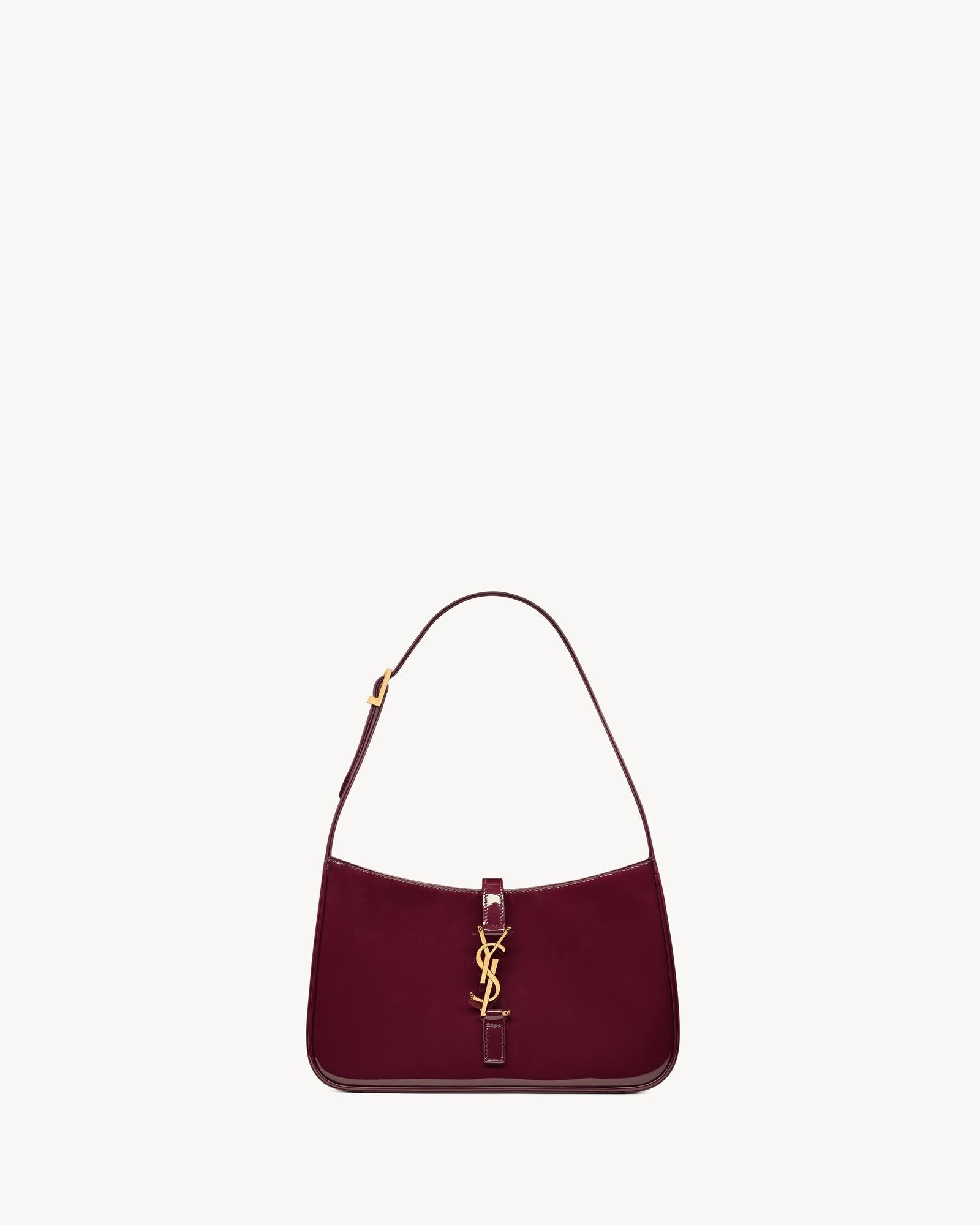 Saint Laurent Le 5 à 7 Patent Leather Hobo – Burgundy Elegance-1-2 mysite
