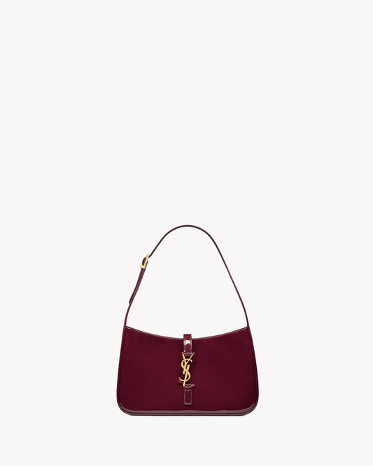 Saint Laurent Le 5 à 7 Patent Leather Hobo – Burgundy Elegance-1-2 mysite