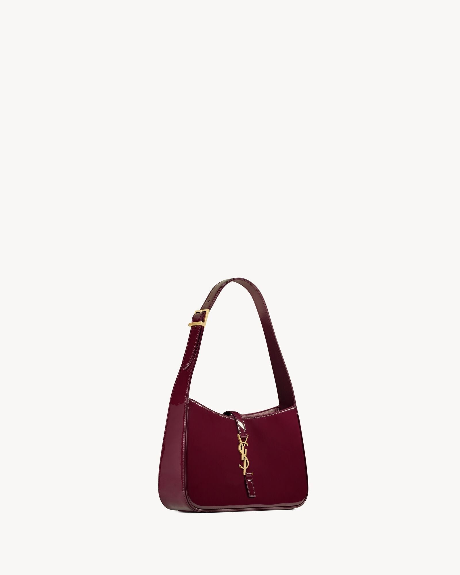 Saint Laurent Le 5 à 7 Patent Leather Hobo – Burgundy Elegance-1-2 mysite