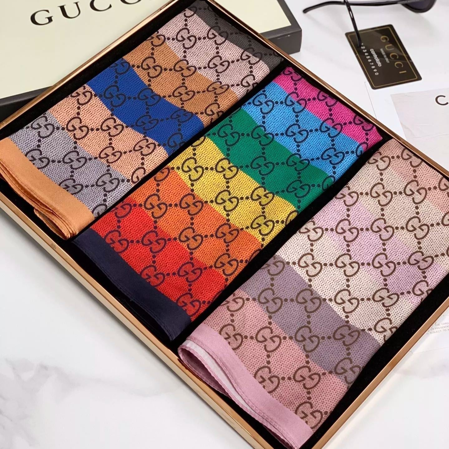 Multicolor Monogram Letter Square Scarf mysite