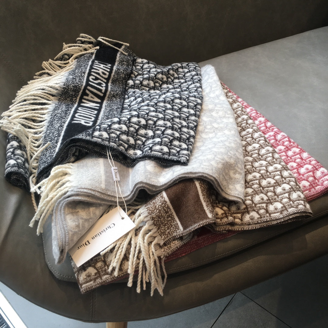 Versatile Monogram Jacquard Fringe Scarf mysite