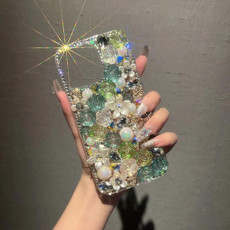 Luxury Rhinestone Diamond Rose iPhone Case
