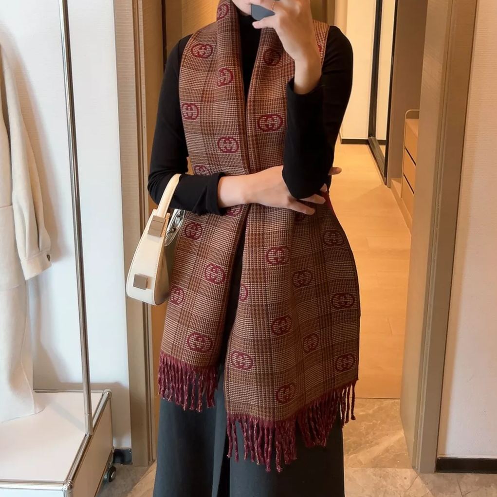 Premium Double-sided Cashmere Fringed Scarf mysite