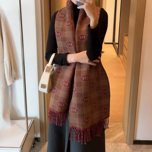 Premium Double-sided Cashmere Fringed Scarf mysite