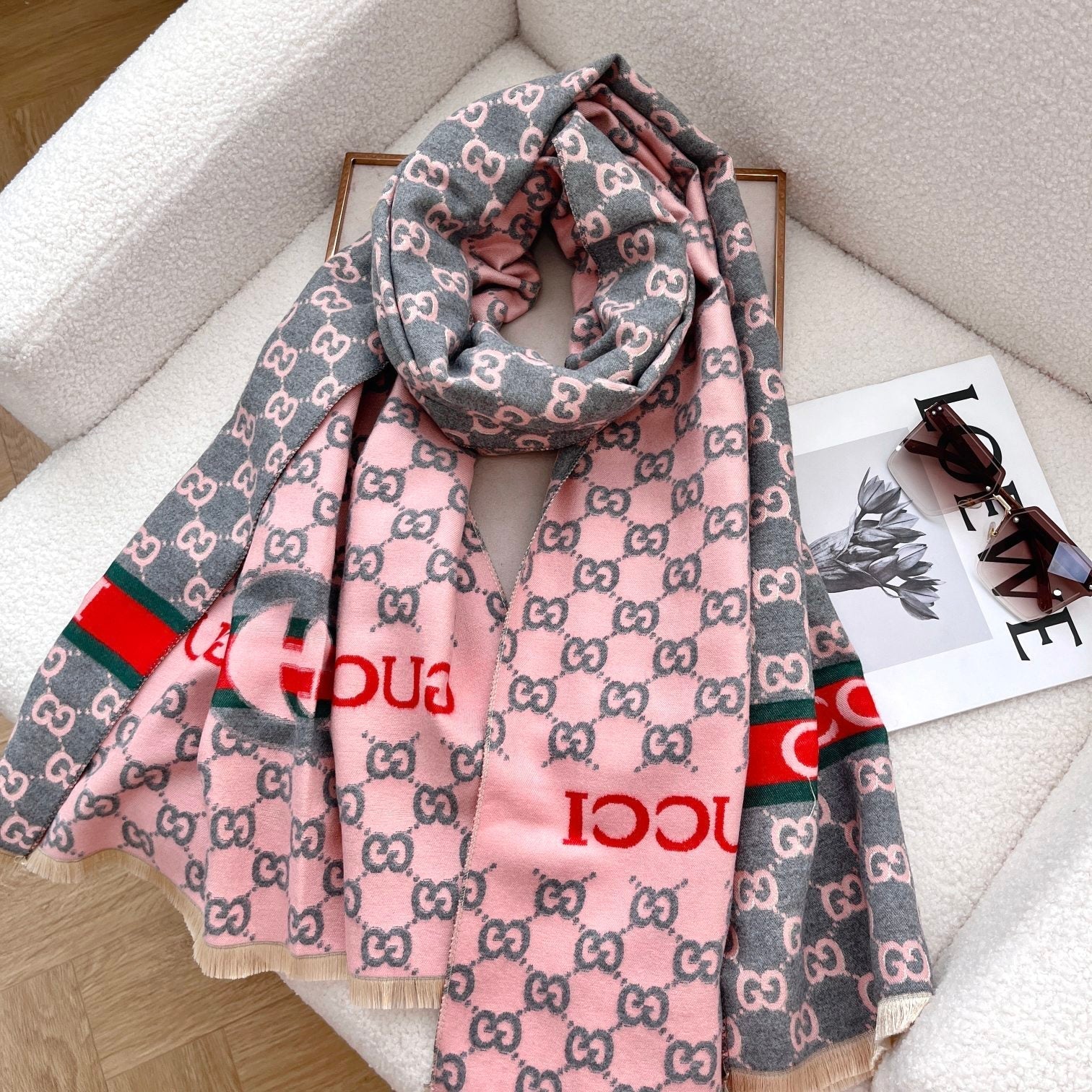 Classic Full Logo Jacquard Warm Scarf Shawl mysite