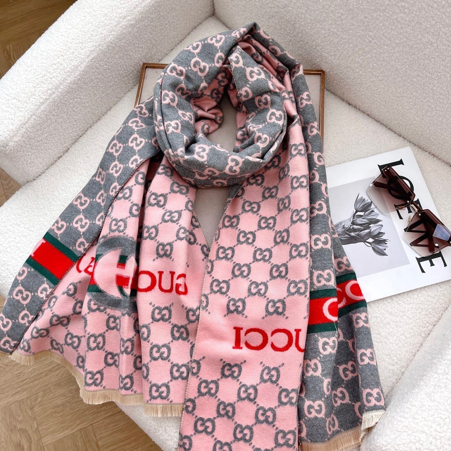 Classic Full Logo Jacquard Warm Scarf Shawl mysite