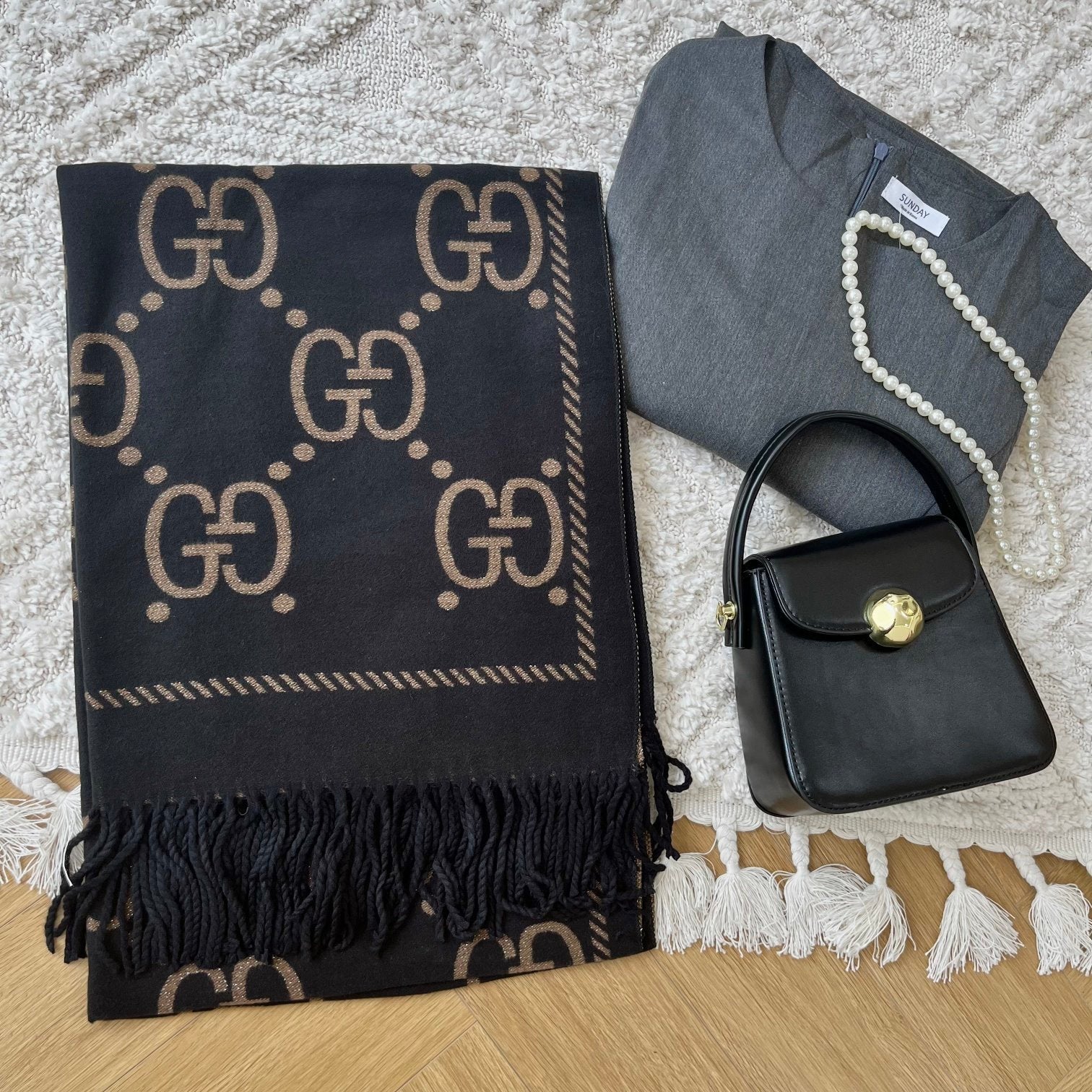Classic Mink and Silver Fringe Scarf Shawl mysite