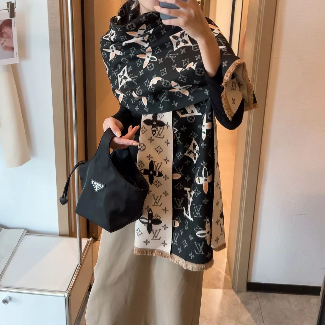 Two-Tone Monogram Jacquard Cashmere Scarf mysite