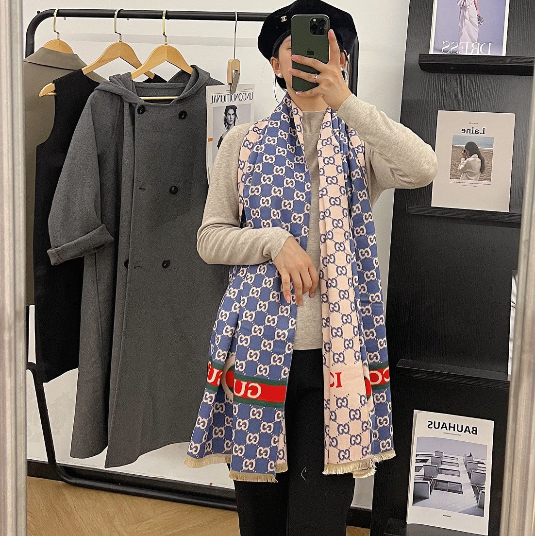 Classic Full Logo Jacquard Warm Scarf Shawl mysite