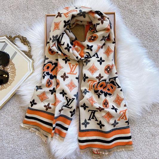 Statement Monogram Jacquard Scarf Shawl mysite