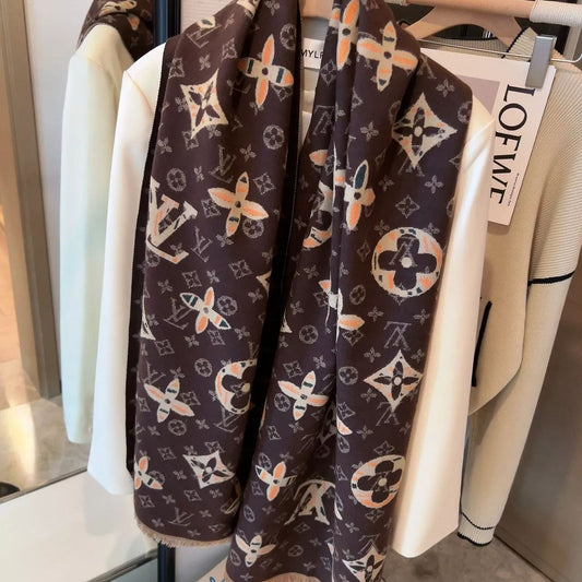 Two-Tone Monogram Jacquard Cashmere Scarf mysite