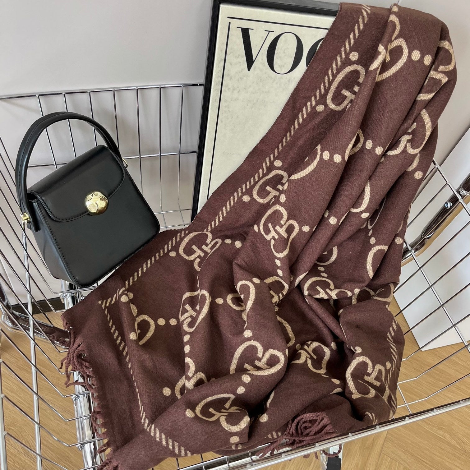 Classic Mink and Silver Fringe Scarf Shawl mysite