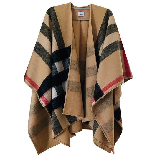 Double-sided Wool Plaid Cape mysite