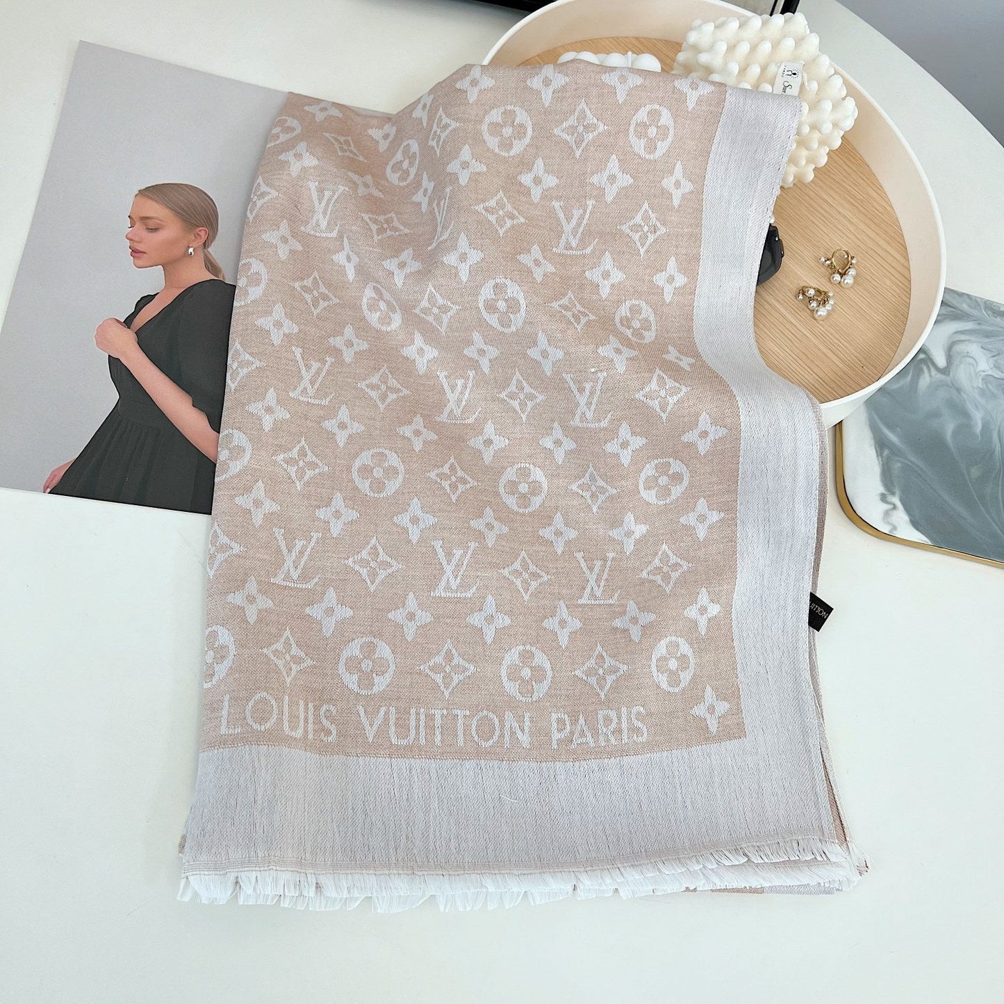 Silk Satin Fringe Monogram Scarf Shawl mysite