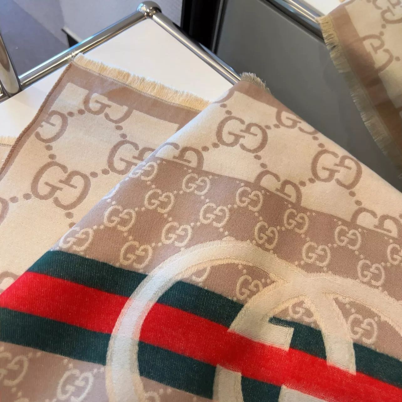 Color Block Logo Jacquard Cashmere Scarf mysite
