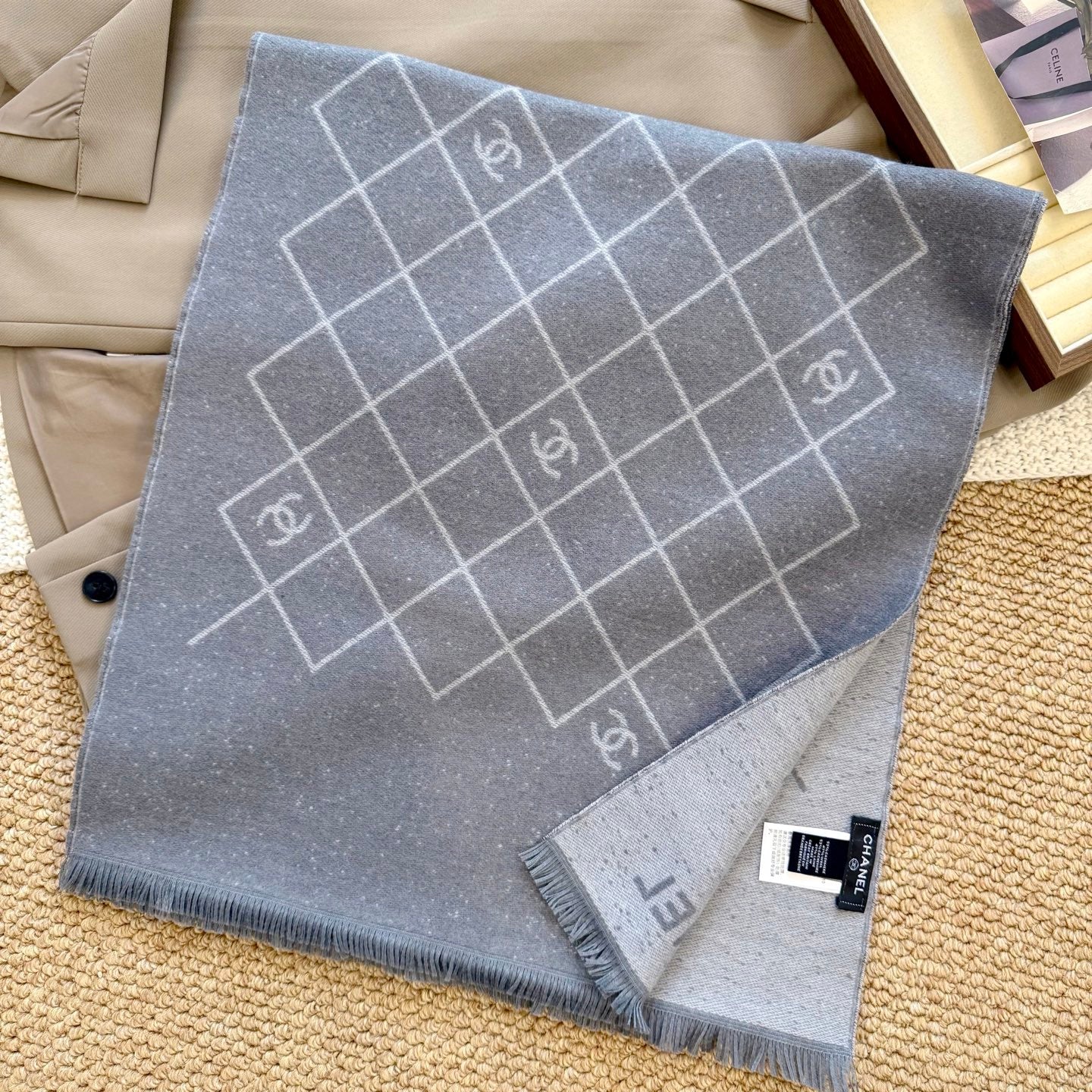 Classic diamond pattern jacquard scarf mysite