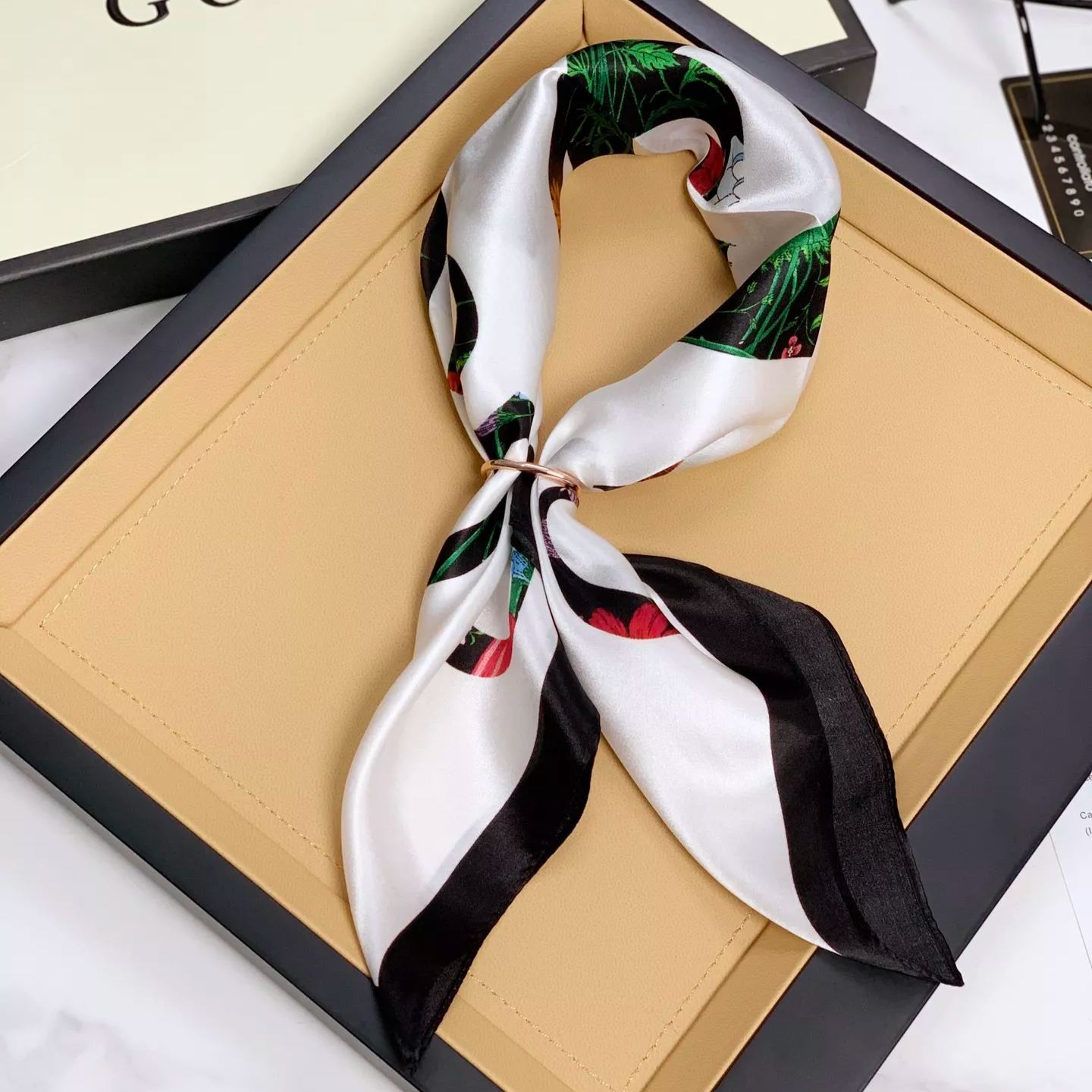 Floral Layered Logo Square Scarf mysite