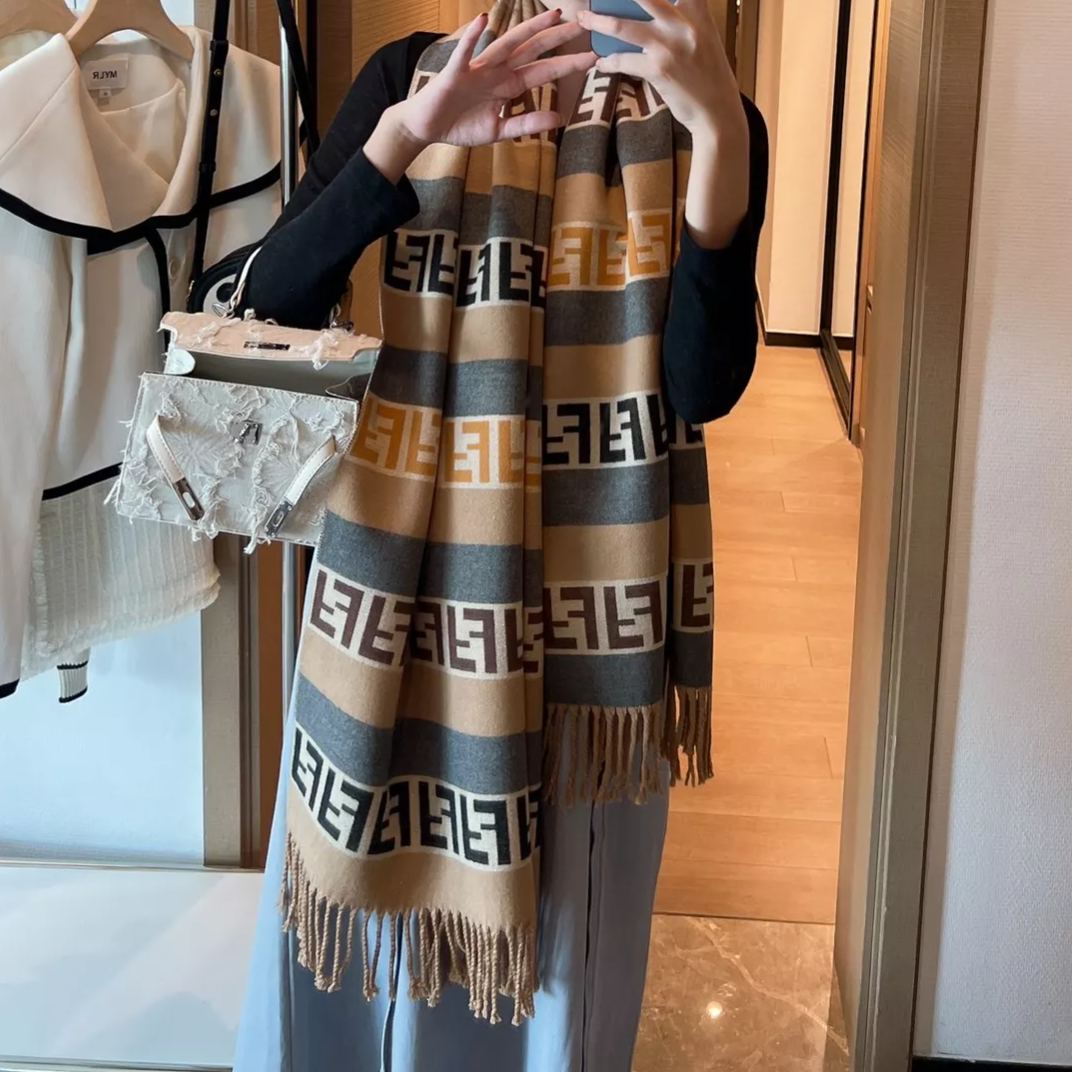 F-letter Cashmere Fringed Scarf Shawl mysite