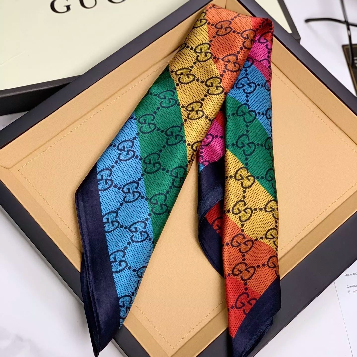 Multicolor Monogram Letter Square Scarf mysite