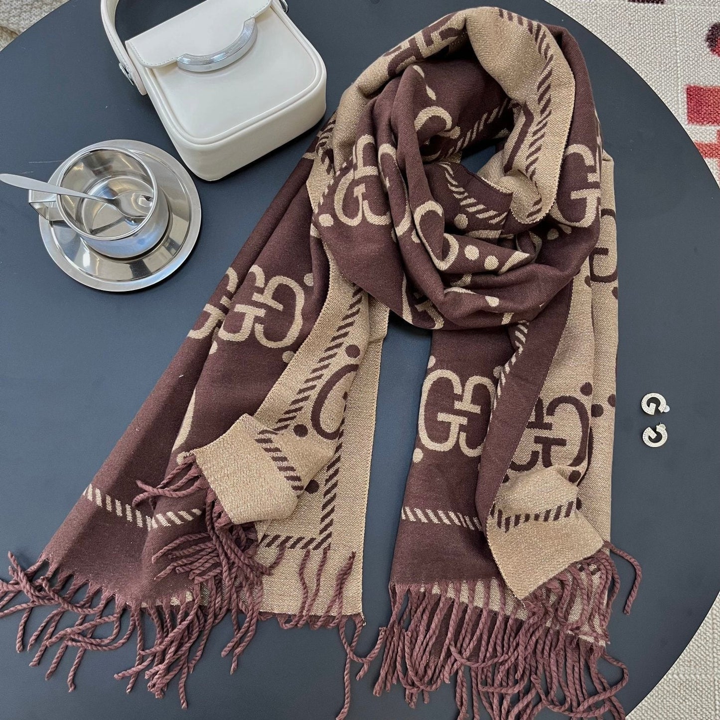 Classic Mink and Silver Fringe Scarf Shawl mysite