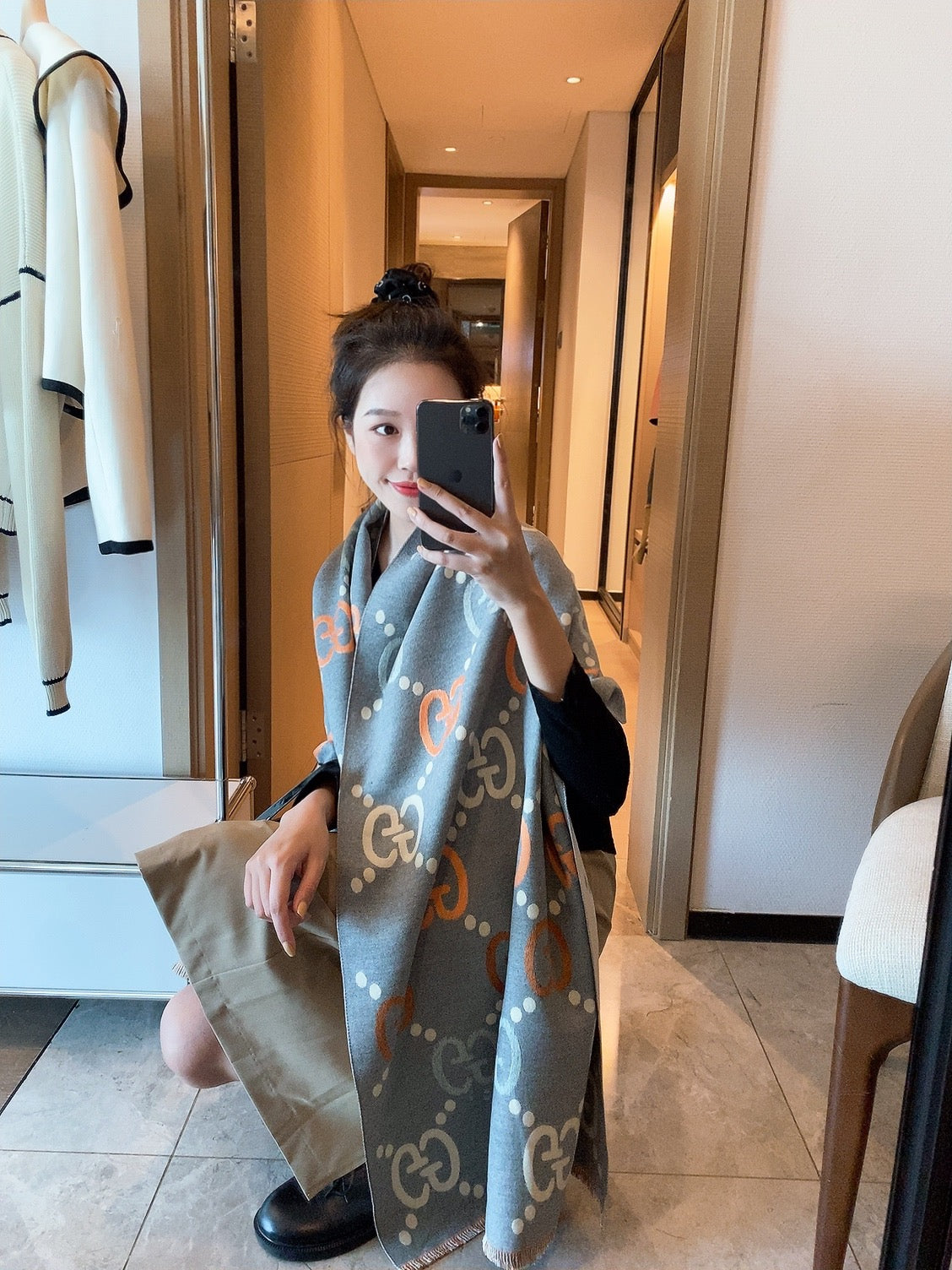 Versatile Monogram Jacquard Letter Scarf Shawl mysite