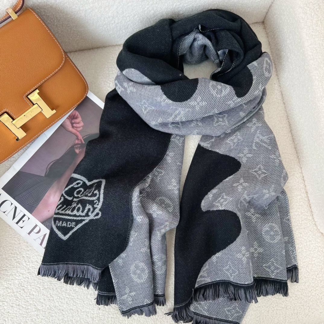 Colorblock Edition Letter Jacquard Scarf mysite