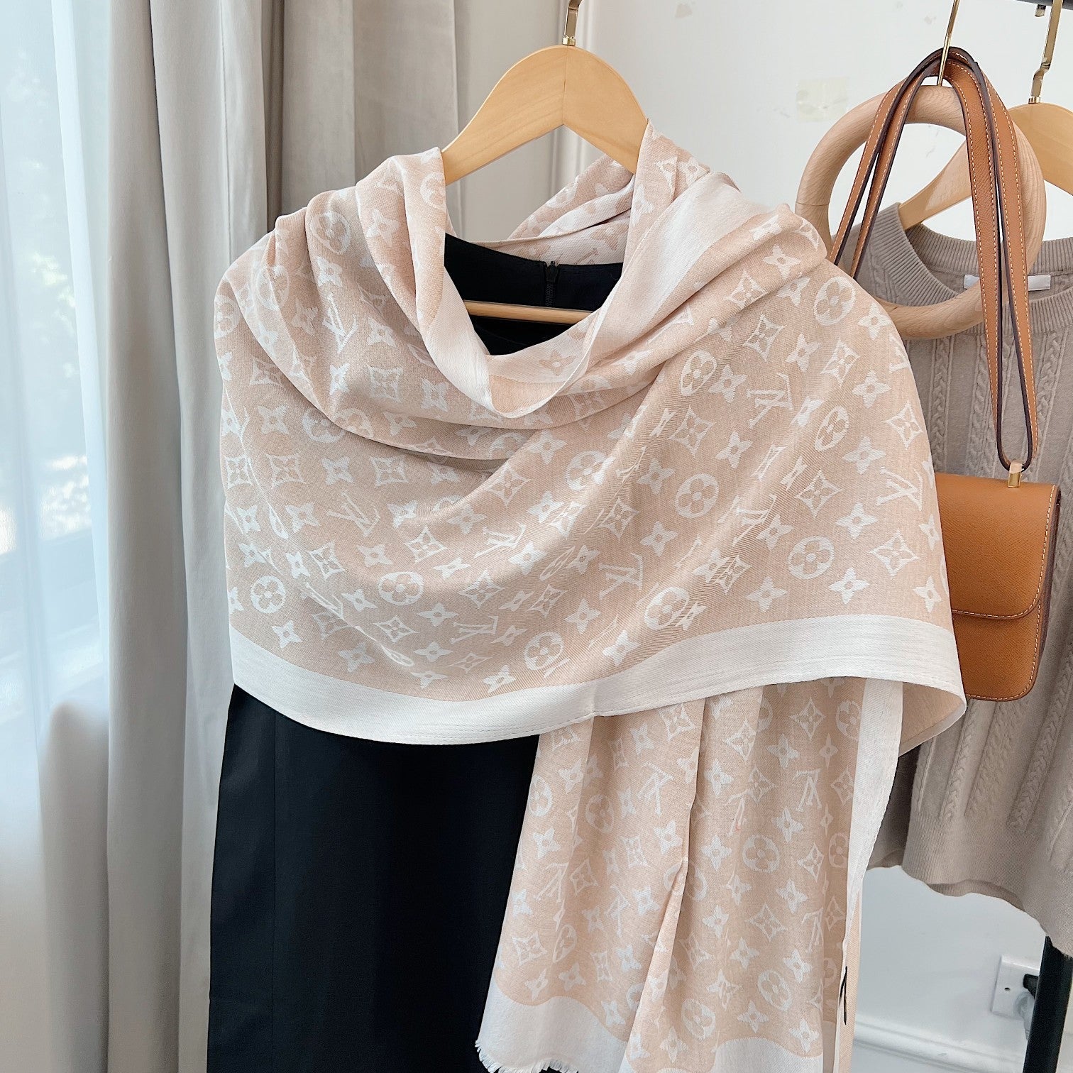 Silk Satin Fringe Monogram Scarf Shawl mysite