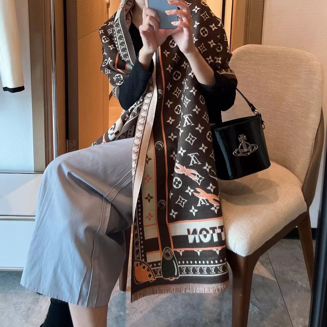On-trend Full Monogram Cashmere Scarf Shawl mysite