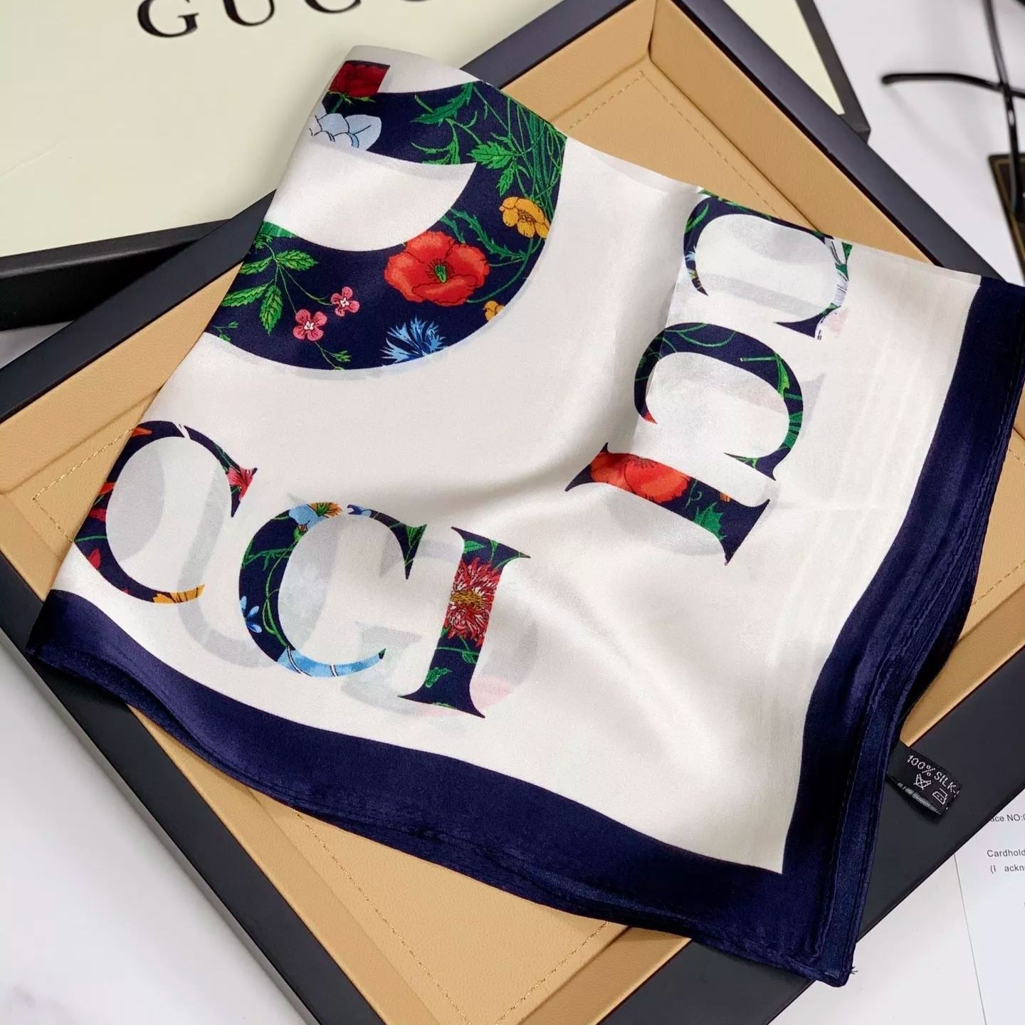 Floral Layered Logo Square Scarf mysite