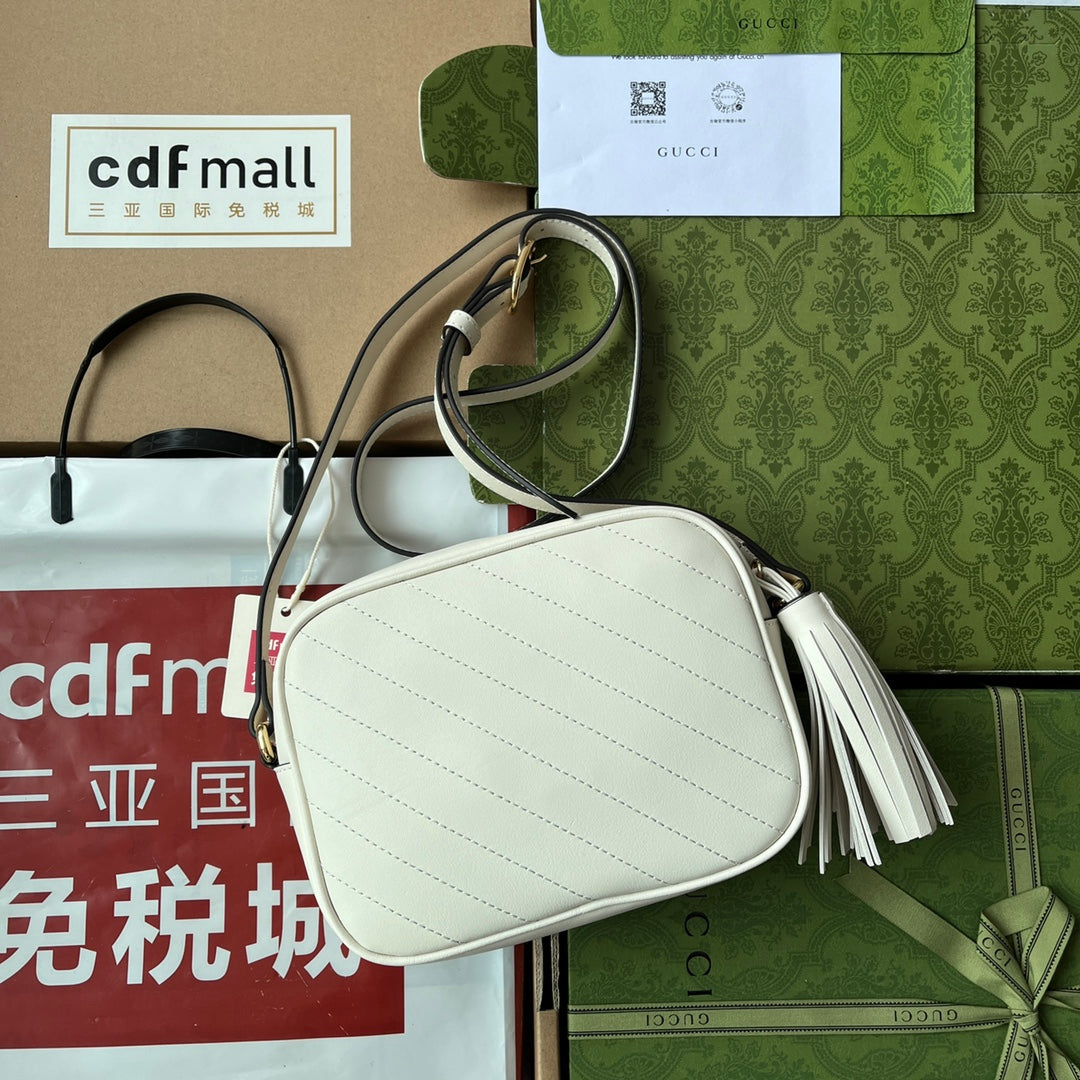 Gucci Blondie Small Shoulder White Leather Bag - 21x15.5x5cm mysite