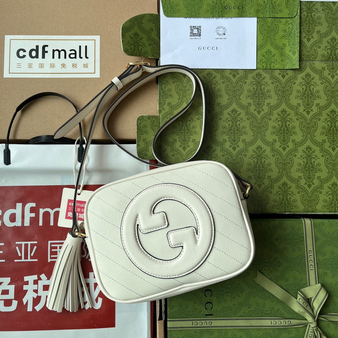 Gucci Blondie Small Shoulder White Leather Bag - 21x15.5x5cm mysite