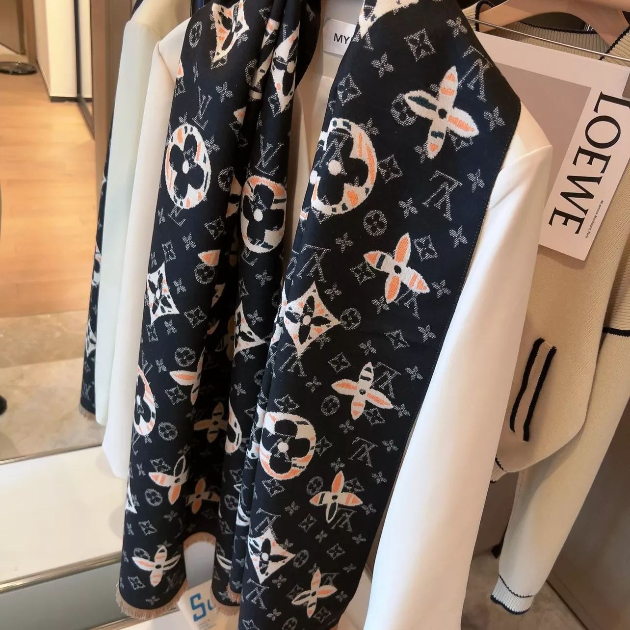 Two-Tone Monogram Jacquard Cashmere Scarf mysite