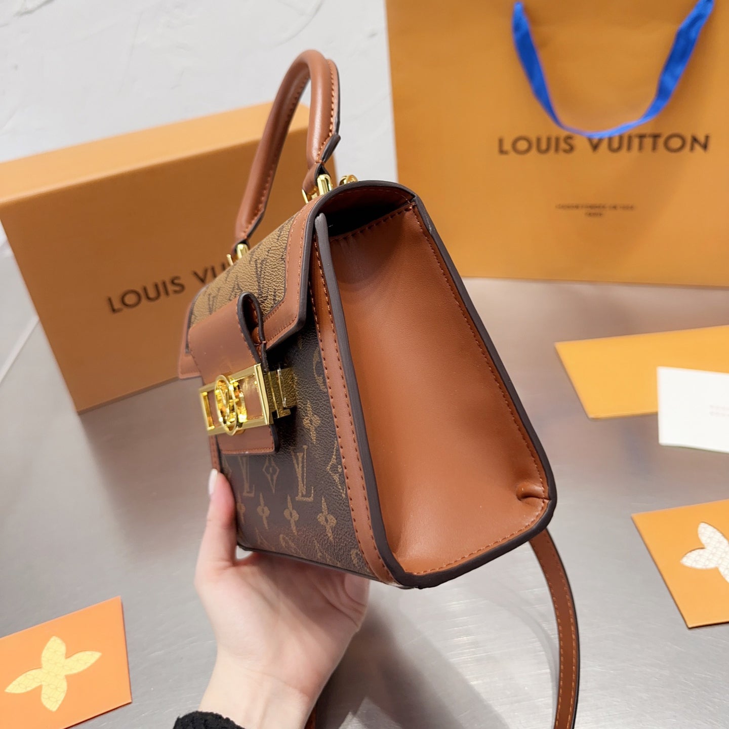 Classic Leather Handbag Messenger Bag