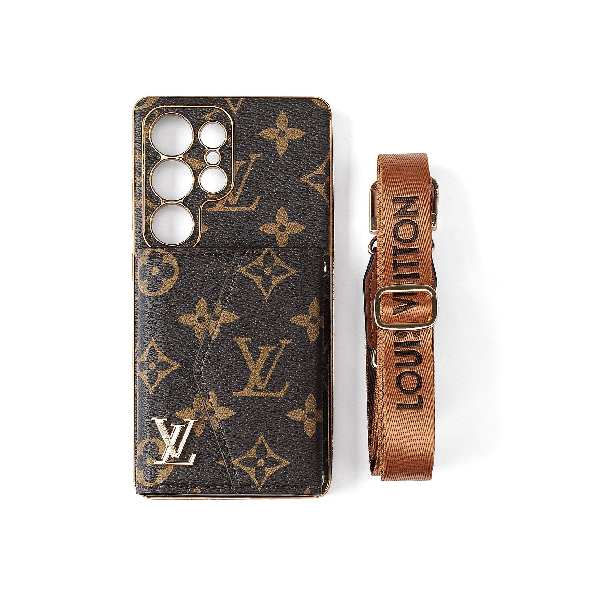 Advanced Leather Samsung Phone Case with Wallet and Strap. mysite