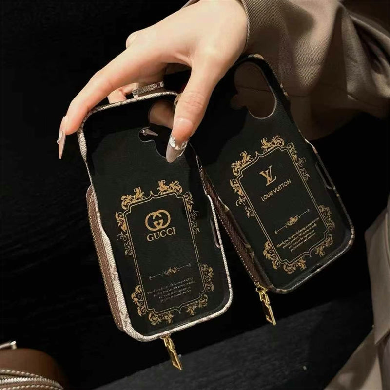 Monogram LV Leather iPhone Case with CardHolder Straps mysite