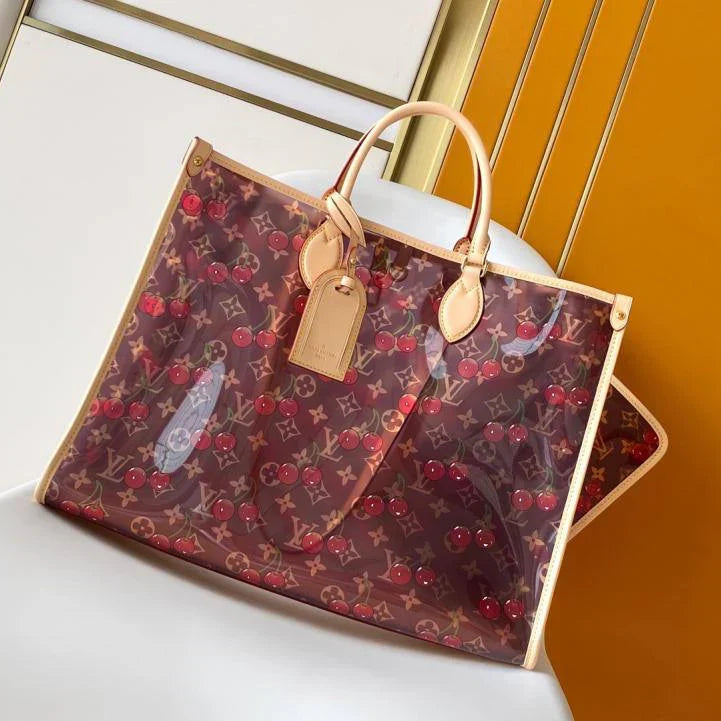 LV x TM OnTheGo GM Brown Beige Monogram Cherry Crystal & Cowhide mysite