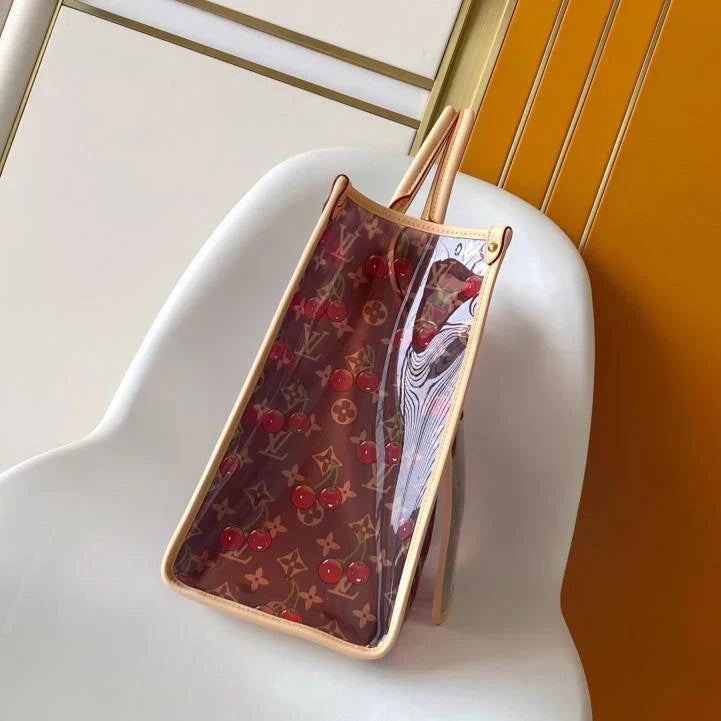 LV x TM OnTheGo GM Brown Beige Monogram Cherry Crystal & Cowhide mysite