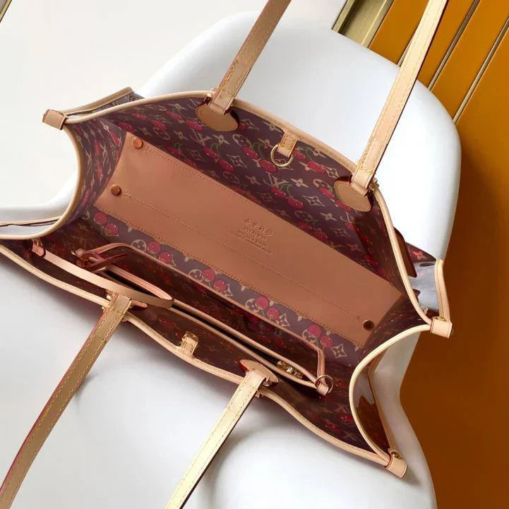 LV x TM OnTheGo GM Brown Beige Monogram Cherry Crystal & Cowhide mysite