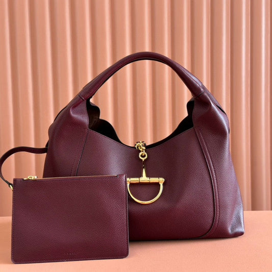 GG Softbit Shoulder Bag 46cm Burgundy Grained Calfskin Gold Hardware mysite