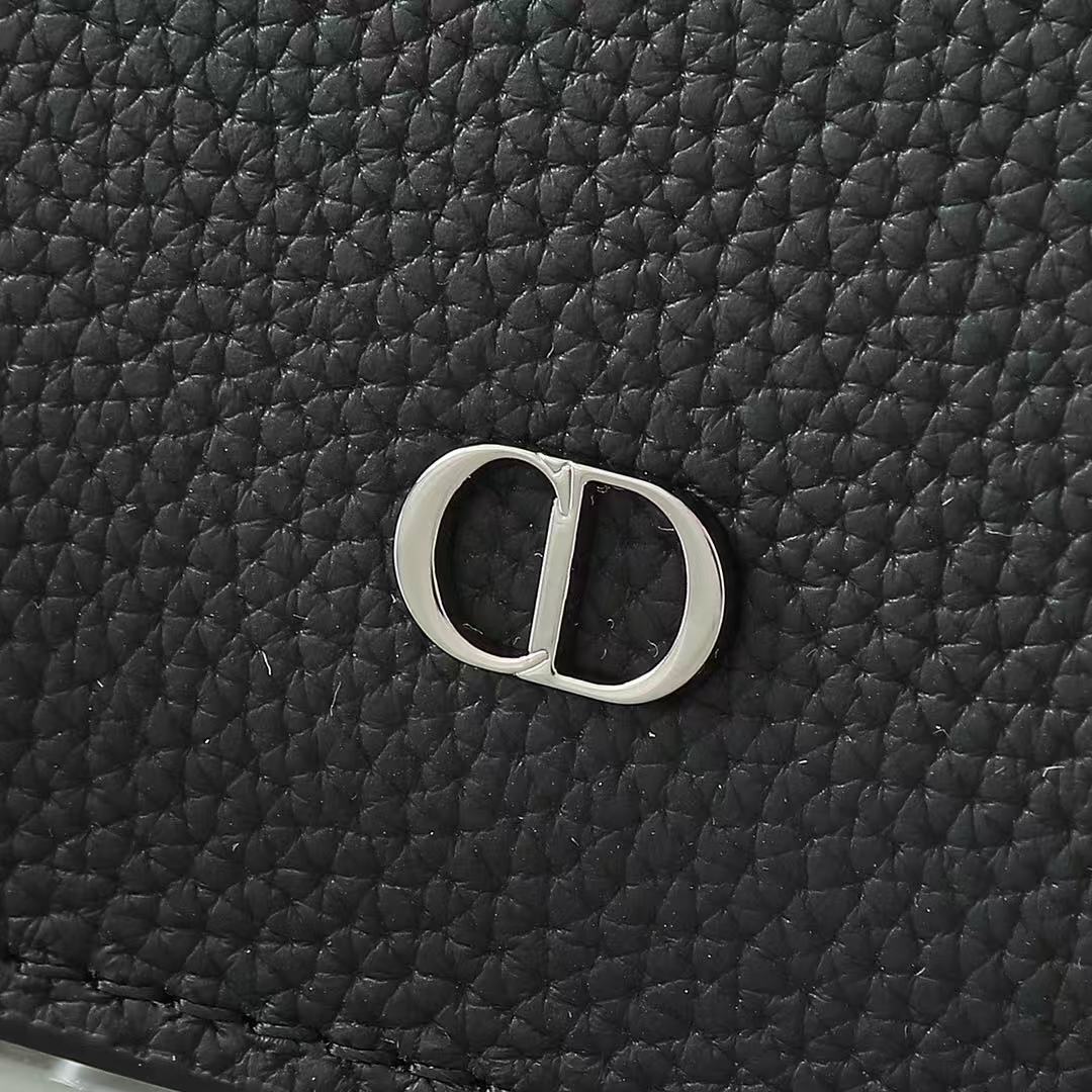 CD A5 Pouch Black Grained Calfskin with CD Icon mysite