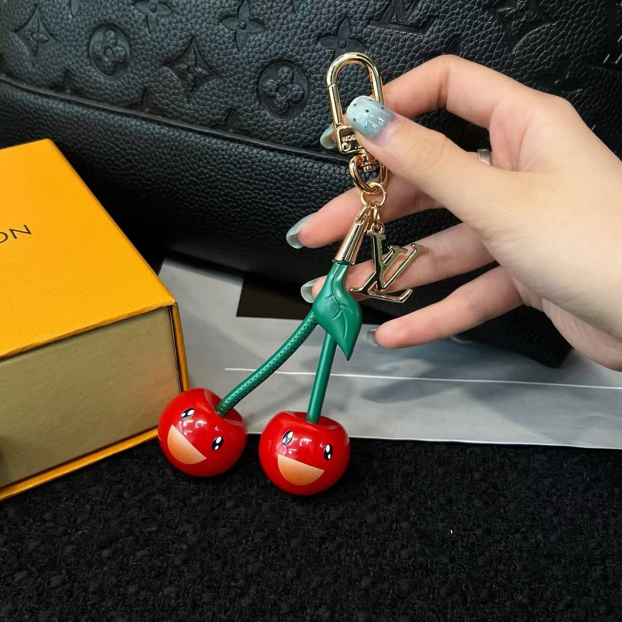 LVxTM M02476 Cherry Bag Charm Cerise Plexiglass GHW mysite