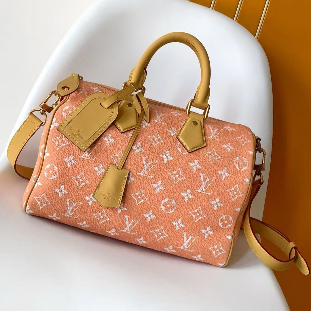 Speedy P9 Bandoulière 40 Handbag Orange White Cowhide mysite