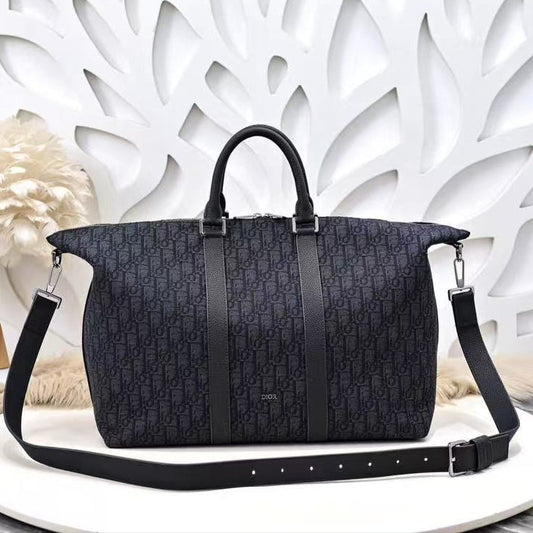 Weekender 40 Dior Oblique Jacquard Black Grained Calfskin Frabic