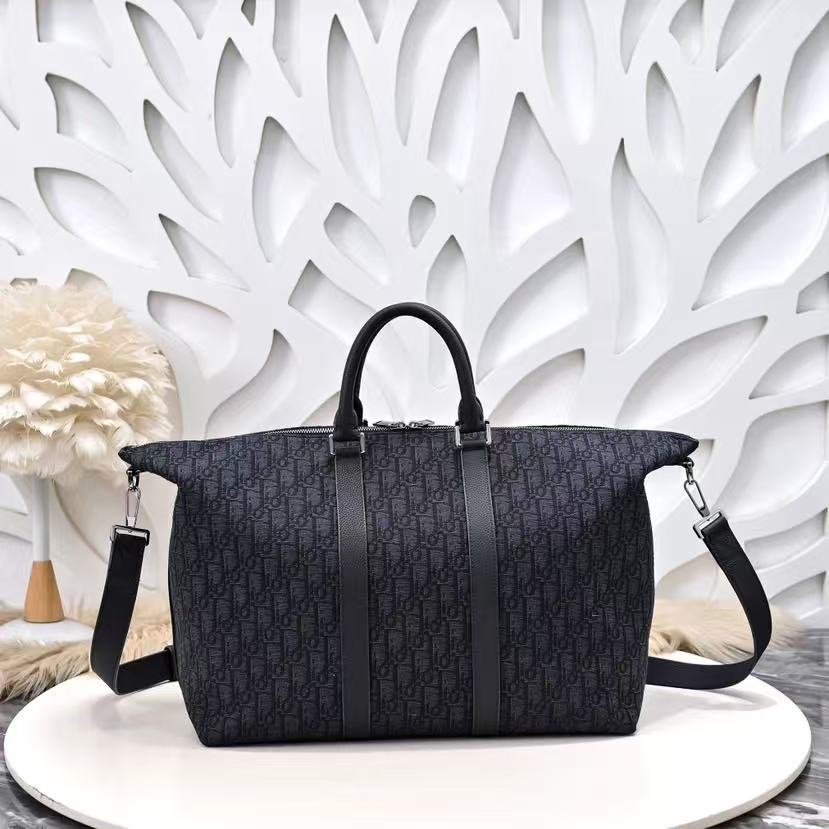 Weekender 40 Dior Oblique Jacquard Black Grained Calfskin Frabic