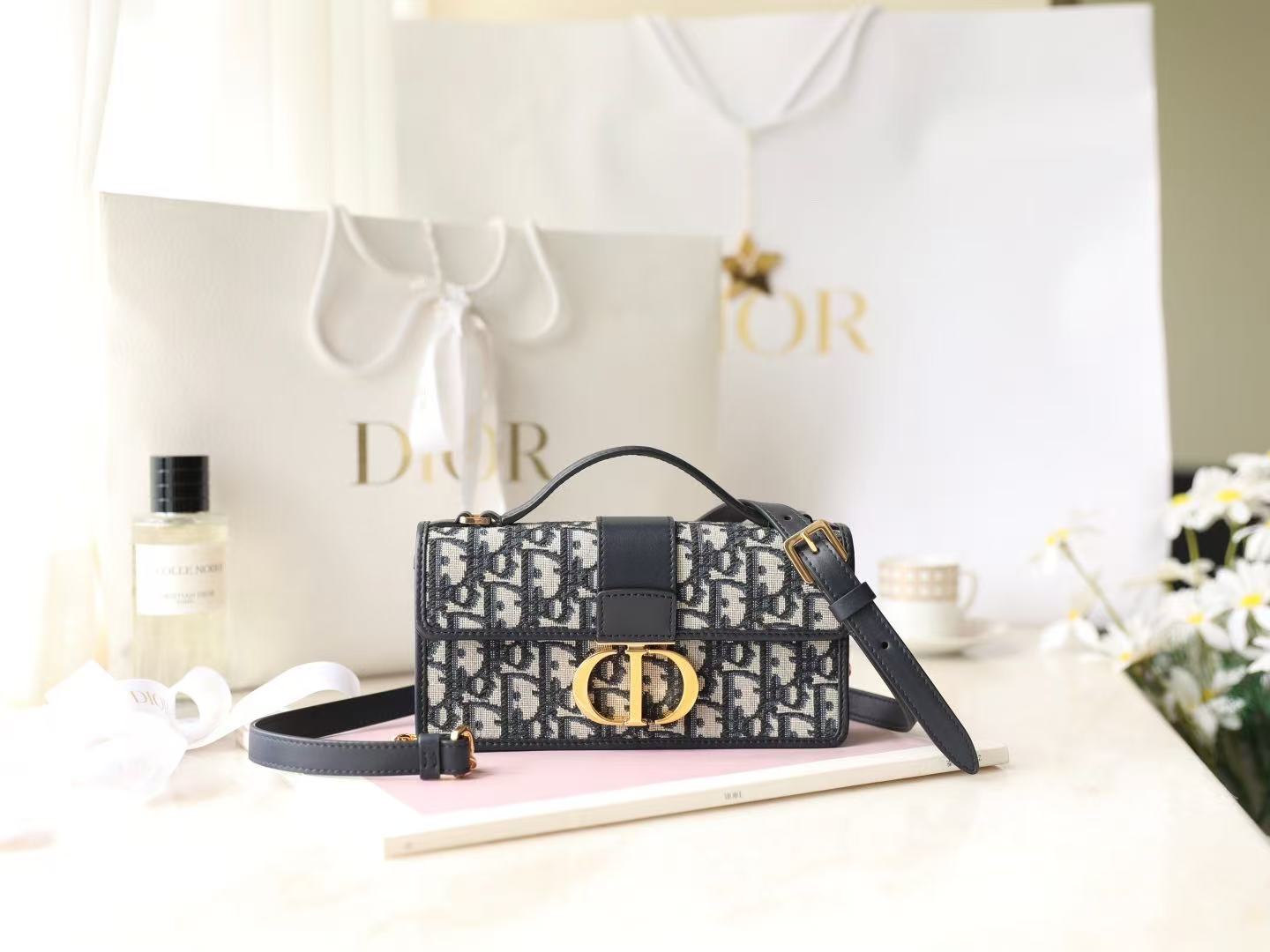 Dior Miss Montaigne Bag 20cm  Black Canvas Calfskin mysite