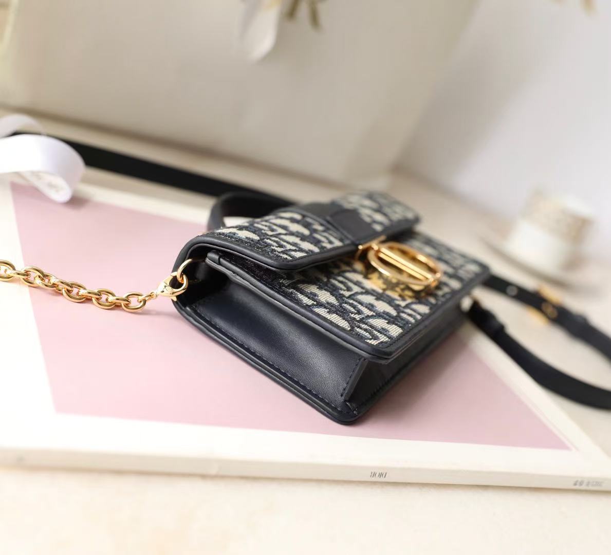 Dior Miss Montaigne Bag 20cm  Black Canvas Calfskin mysite